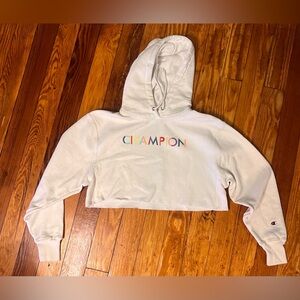 Champion Reverse Weave Heavy Weight Women’s Crop Top Hoodie White Size Small